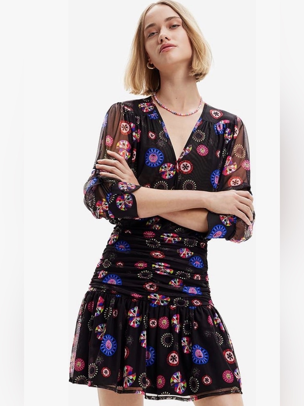 Desigual x Christian Lacroix Wrap Dress Multicolor Print Size XL Brand New
